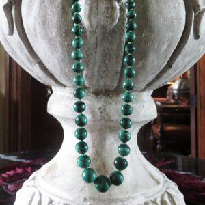 ALEXANDRA'S ACCENTS Artisan Malachite 23" Necklace Green Graduated Beads 16-8 mm